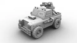 Post Apocalyptic Monster Rover Truck Low-poly  3D model