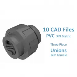 PVC Three Piece Unions - BSP Female -  3D model