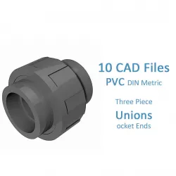 PVC Three Piece Unions - Socket Ends -  3D model