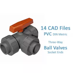 PVC Three-way Ball Valves - Socket Ends -  3D model