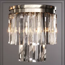 RH 1920S ODEON CLEAR GLASS FRINGE 2-TIER FLUSHMOUNT Nickel 3D model