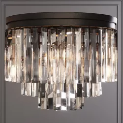 RH 1920S ODEON CLEAR GLASS FRINGE 3-TIER FLUSHMOUNT Black 3D model