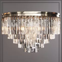 RH 1920S ODEON CLEAR GLASS FRINGE 5-TIER FLUSHMOUNT Nickel 3D model