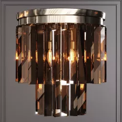 RH 1920S ODEON SMOKE GLASS FRINGE 2-TIER FLUSHMOUNT Nickel 3D model
