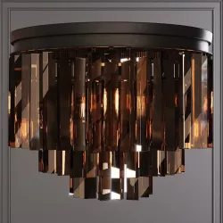 RH 1920S ODEON SMOKE GLASS FRINGE 3-TIER FLUSHMOUNT Black 3D model