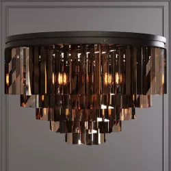 RH 1920S ODEON SMOKE GLASS FRINGE 5-TIER FLUSHMOUNT Black 3D model