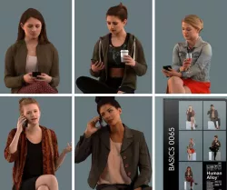 Set of 3D women talking on the phone 3D model