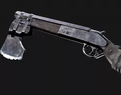 Shotgun Axe Post Apocalyptic Game Ready Asset Low-poly  3D model