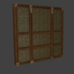 Stonewall with wooden borders 01 Low-poly  3D model