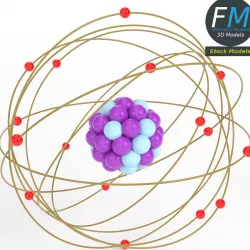 Stylized atom 3D model