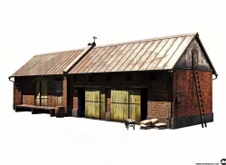 Warehouse Old Low-poly  3D model