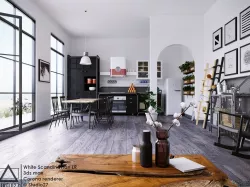 White Scandinavian Living room 3D Scene 3D model