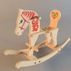 wooden horse toy  Low-poly  3D model