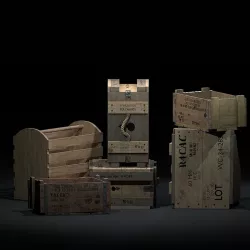 ww2 Crate Pack Low-poly  3D model