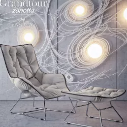 Zanotta grandtour chair and pouf 3D model