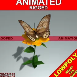 Animated Butterfly Low-poly  3D model
