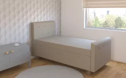 Beige bed for one person 3D model