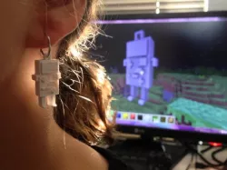 BilbyCNC printober 2012 BMO earrings via Minecraft