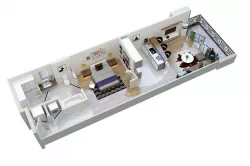 floor plan apartment F1 3D model