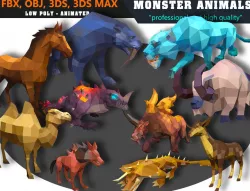 Low Poly African Animals Cartoon Collection - Animated Low-poly  3D model