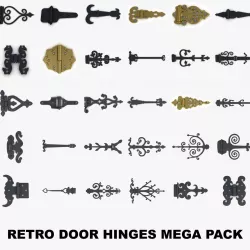 Retro door hinges mega pack 3D model