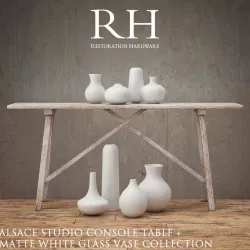 RH Alasace Studio Console Table with Vase Collection 3D model
