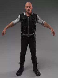 Security Guard Agent Policeman Low-poly  3D model