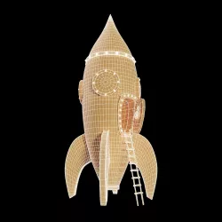 Simple Space Rocket in cartoon style with ladder 3D model