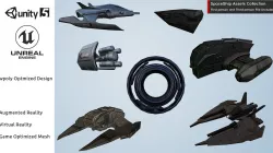 SpaceShip Full Collection AR VR Low Poly 3D Game Assets Low-poly  3D model