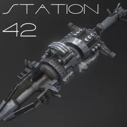Station 42 - Mid to Low Poly Highly Detailed PBR Space Station Low-poly  3D model