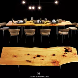 Urban hardwoods dining slab table with tableware 3D model