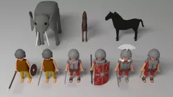 Warriors-Elephant-Horses Low-poly  3D model
