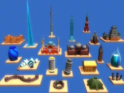 20 Cartoon Landmarks Low-poly  3D model