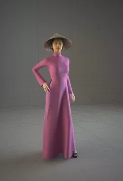 Asian girl - women aodai vietnamese Low-poly  3D model