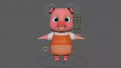 Asset - Cartoons - Animal - Pig - Rig 3D model