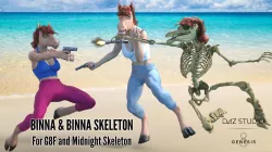 Binna and Binna Skeleton for Genesis 8 Female Low-poly  3D model