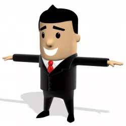 Business Man Cartoon Character suit 3D Low-poly  3D model