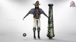 Character people human cartoon pirates cannon Low-poly  3D model