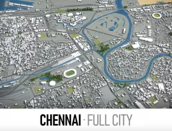 Chennai - city and surroundings Low-poly  3D model