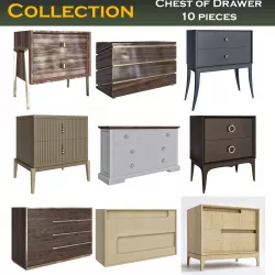 Chest of Drawer low poly 3d models collection 10 pieces Low-poly  3D model