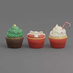 Christmas Cupcakes G35  Low-poly  3D model
