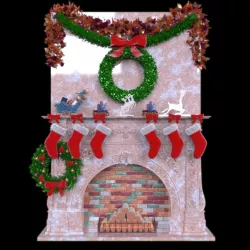 Christmas Fireplace Decoration 3D model