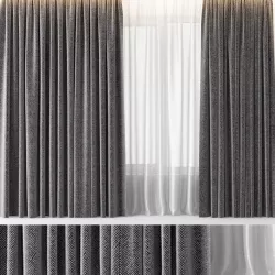 CURTAINS GREY WOOL 3D model