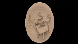 Deer plate 3d stl models for artcam and aspire Programmes 3D model