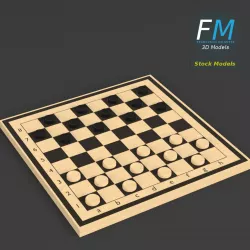 Draughts game board 3D model