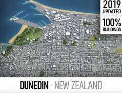 Dunedin - city and surroundings Low-poly  3D model
