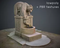Fishing bear fountain Low-poly model Low-poly  3D model