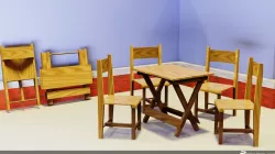 Folding Table and Chair Low-poly  3D model