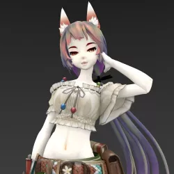Fox Girl Kitsune 3D model