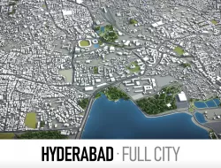 Hyderabad - city and surroundings Low-poly  3D model